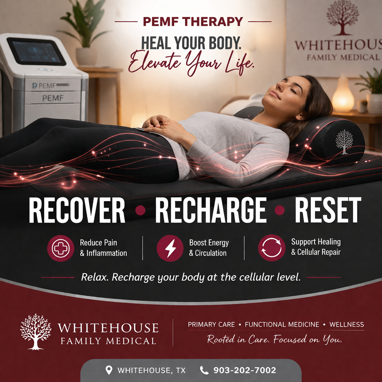 PEMF therapy to heal and recharge Non-surgical shockwave scalp treatment for improving hair density